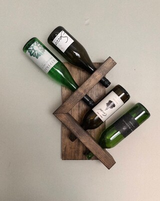 Zig Zag Wine Rack | The Ziggy Zag | Z Geometric Wall Mounted Rustic Wood Wine Bottle Display Chunky Primitive - image3